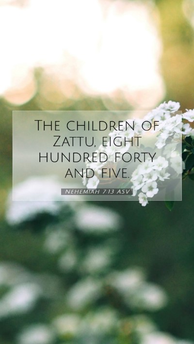 Picture 07 - Nehemiah 7:13 ASV Mobile Phone Wallpaper - The children of Zattu, eight hundred forty and - Mobile Bible Verse Wallpaper