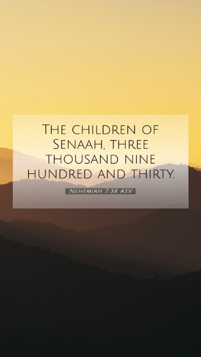 Picture 07 - Nehemiah 7:38 ASV Mobile Phone Wallpaper - The children of Senaah, three thousand nine - Mobile Bible Verse Wallpaper
