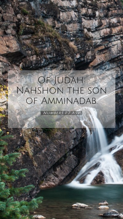Picture 07 - Numbers 1:7 ASV Mobile Phone Wallpaper - Of Judah: Nahshon the son of - Mobile Bible Verse Wallpaper