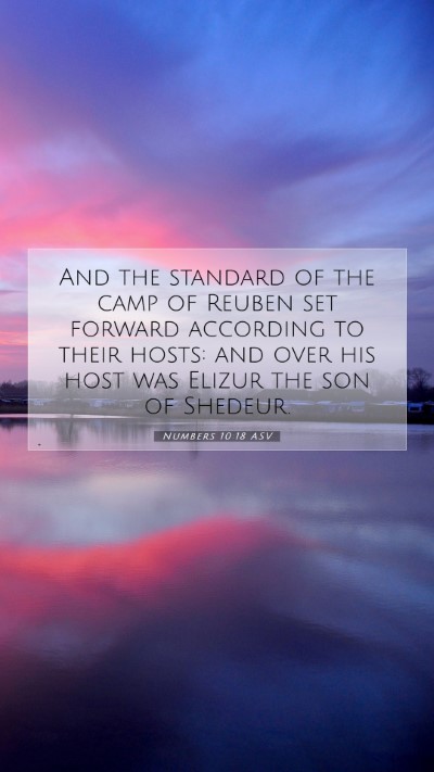 Picture 07 - Numbers 10:18 ASV Mobile Phone Wallpaper - And the standard of the camp of Reuben set - Mobile Bible Verse Wallpaper