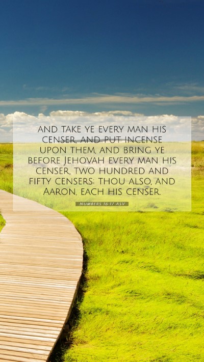 Picture 07 - Numbers 16:17 ASV Mobile Phone Wallpaper - and take ye every man his censer, and put incense - Mobile Bible Verse Wallpaper