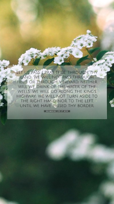 Picture 07 - Numbers 20:17 ASV Mobile Phone Wallpaper - Let us pass, I pray thee, through thy land: we - Mobile Bible Verse Wallpaper