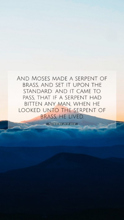 Picture 07 - Numbers 21:9 ASV Mobile Phone Wallpaper - And Moses made a serpent of brass, and set it - Mobile Bible Verse Wallpaper