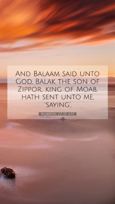 Picture 07 - Numbers 22:10 ASV Mobile Phone Wallpaper - And Balaam said unto God, Balak the son of - Mobile Bible Verse Wallpaper