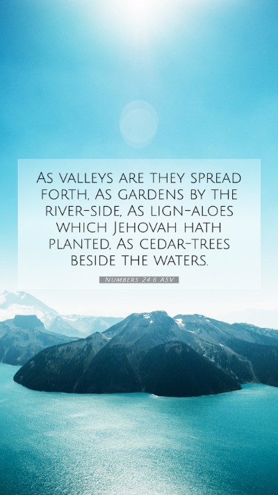Picture 07 - Numbers 24:6 ASV Mobile Phone Wallpaper - As valleys are they spread forth, As gardens by - Mobile Bible Verse Wallpaper