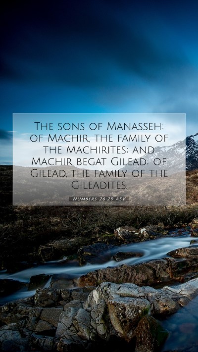 Picture 07 - Numbers 26:29 ASV Mobile Phone Wallpaper - The sons of Manasseh: of Machir, the family of - Mobile Bible Verse Wallpaper