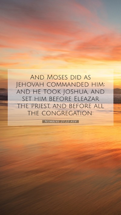Picture 07 - Numbers 27:22 ASV Mobile Phone Wallpaper - And Moses did as Jehovah commanded him; and he - Mobile Bible Verse Wallpaper