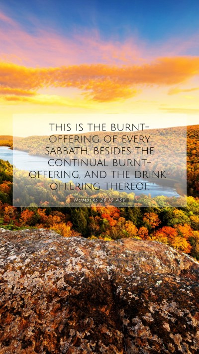 Picture 07 - Numbers 28:10 ASV Mobile Phone Wallpaper - this is the burnt-offering of every sabbath, - Mobile Bible Verse Wallpaper