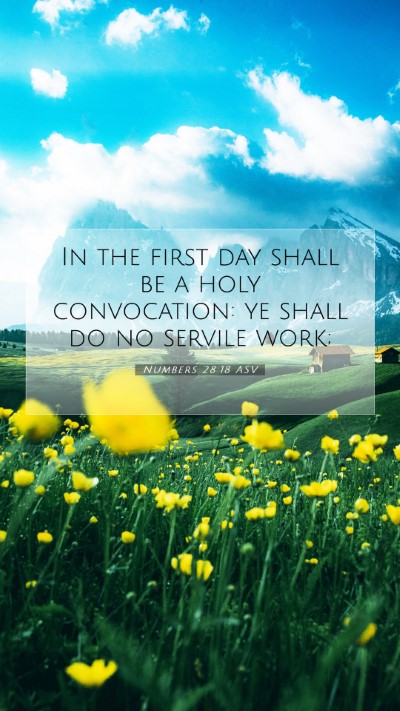 Picture 07 - Numbers 28:18 ASV Mobile Phone Wallpaper - In the first day shall be a holy convocation: ye - Mobile Bible Verse Wallpaper