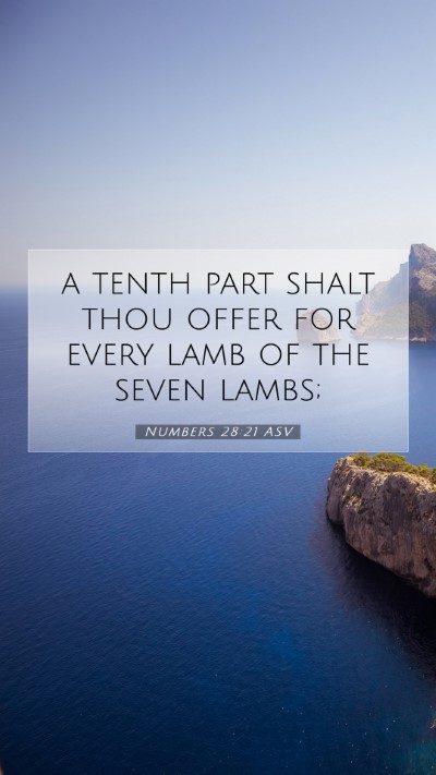 Picture 07 - Numbers 28:21 ASV Mobile Phone Wallpaper - a tenth part shalt thou offer for every lamb of - Mobile Bible Verse Wallpaper
