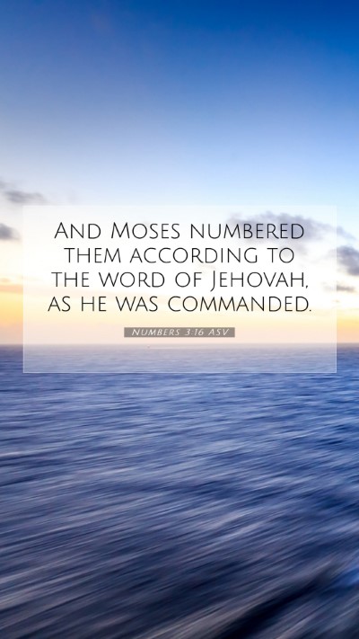 Picture 07 - Numbers 3:16 ASV Mobile Phone Wallpaper - And Moses numbered them according to the word of - Mobile Bible Verse Wallpaper