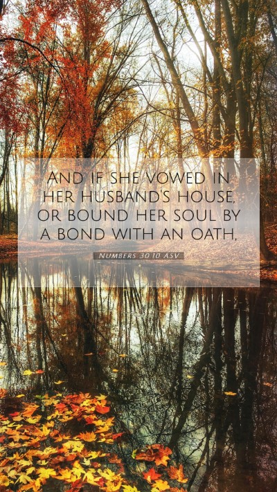 Picture 07 - Numbers 30:10 ASV Mobile Phone Wallpaper - And if she vowed in her husband's house, or bound - Mobile Bible Verse Wallpaper