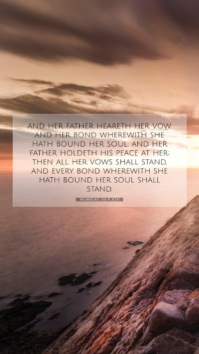 Picture 07 - Numbers 30:4 ASV Mobile Phone Wallpaper - and her father heareth her vow, and her bond - Mobile Bible Verse Wallpaper