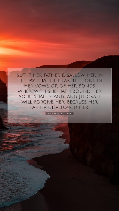 Picture 07 - Numbers 30:5 ASV Mobile Phone Wallpaper - But if her father disallow her in the day that he - Mobile Bible Verse Wallpaper