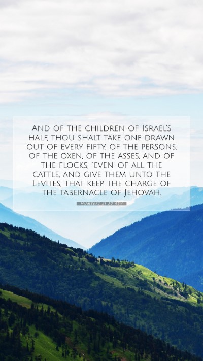 Picture 07 - Numbers 31:30 ASV Mobile Phone Wallpaper - And of the children of Israel's half, thou shalt - Mobile Bible Verse Wallpaper