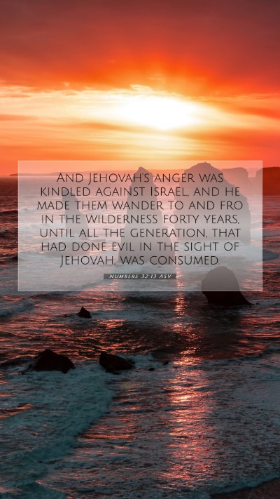 Picture 07 - Numbers 32:13 ASV Mobile Phone Wallpaper - And Jehovah's anger was kindled against Israel, - Mobile Bible Verse Wallpaper