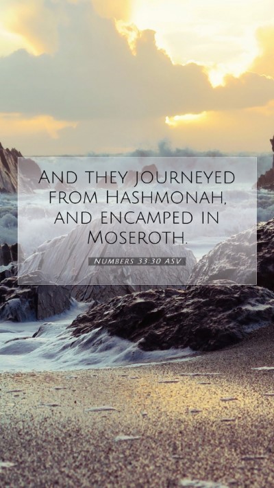 Picture 07 - Numbers 33:30 ASV Mobile Phone Wallpaper - And they journeyed from Hashmonah, and encamped - Mobile Bible Verse Wallpaper