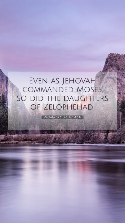 Picture 07 - Numbers 36:10 ASV Mobile Phone Wallpaper - Even as Jehovah commanded Moses, so did the - Mobile Bible Verse Wallpaper