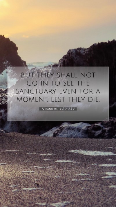 Picture 07 - Numbers 4:20 ASV Mobile Phone Wallpaper - but they shall not go in to see the sanctuary - Mobile Bible Verse Wallpaper