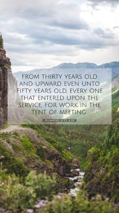 Picture 07 - Numbers 4:35 ASV Mobile Phone Wallpaper - from thirty years old and upward even unto fifty - Mobile Bible Verse Wallpaper