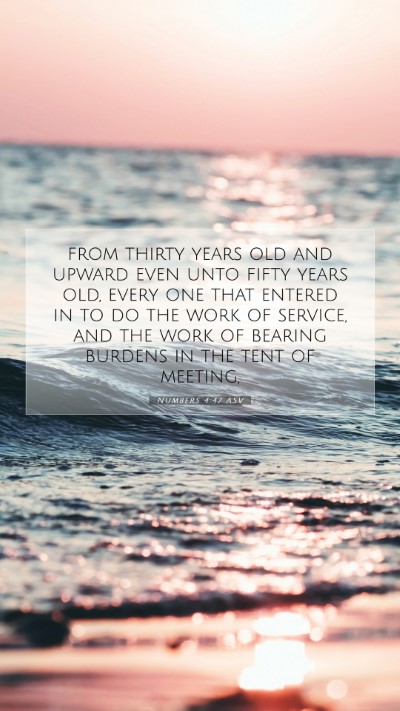 Picture 07 - Numbers 4:47 ASV Mobile Phone Wallpaper - from thirty years old and upward even unto fifty - Mobile Bible Verse Wallpaper
