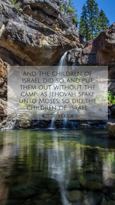 Picture 07 - Numbers 5:4 ASV Mobile Phone Wallpaper - And the children of Israel did so, and put them - Mobile Bible Verse Wallpaper