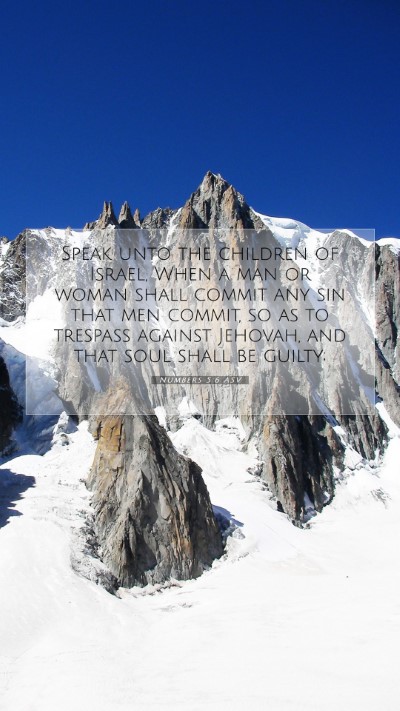 Picture 07 - Numbers 5:6 ASV Mobile Phone Wallpaper - Speak unto the children of Israel, When a man or - Mobile Bible Verse Wallpaper