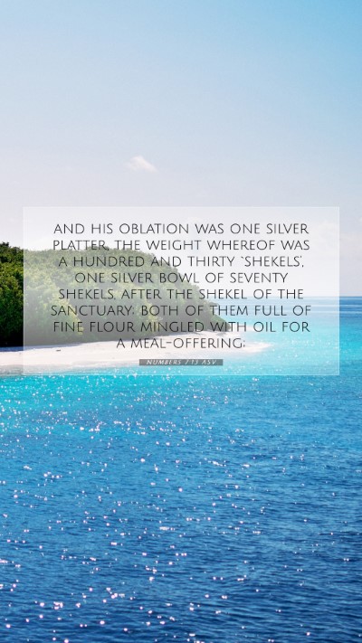 Picture 07 - Numbers 7:13 ASV Mobile Phone Wallpaper - and his oblation was one silver platter, the - Mobile Bible Verse Wallpaper