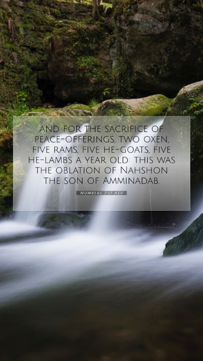 Picture 07 - Numbers 7:17 ASV Mobile Phone Wallpaper - and for the sacrifice of peace-offerings, two - Mobile Bible Verse Wallpaper