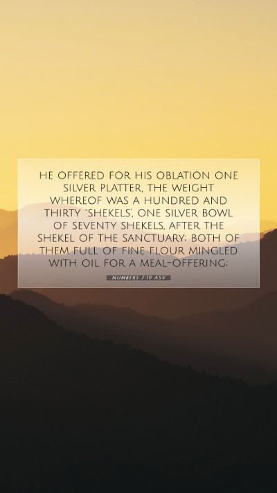 Picture 07 - Numbers 7:19 ASV Mobile Phone Wallpaper - he offered for his oblation one silver platter, - Mobile Bible Verse Wallpaper