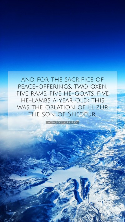 Picture 07 - Numbers 7:35 ASV Mobile Phone Wallpaper - and for the sacrifice of peace-offerings, two - Mobile Bible Verse Wallpaper