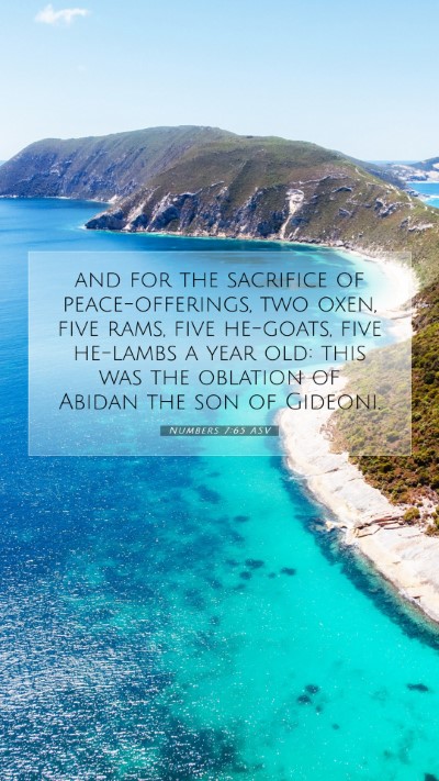 Picture 07 - Numbers 7:65 ASV Mobile Phone Wallpaper - and for the sacrifice of peace-offerings, two - Mobile Bible Verse Wallpaper