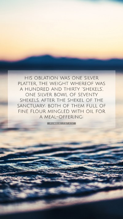 Picture 07 - Numbers 7:67 ASV Mobile Phone Wallpaper - his oblation was one silver platter, the weight - Mobile Bible Verse Wallpaper