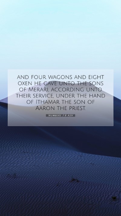 Picture 07 - Numbers 7:8 ASV Mobile Phone Wallpaper - and four wagons and eight oxen he gave unto the - Mobile Bible Verse Wallpaper