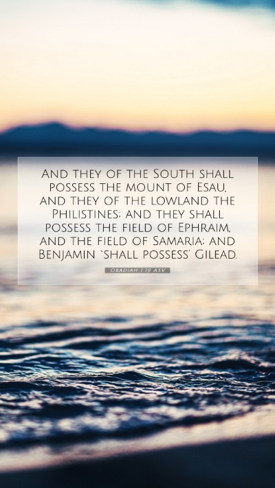 Picture 07 - Obadiah 1:19 ASV Mobile Phone Wallpaper - And they of the South shall possess the mount of - Mobile Bible Verse Wallpaper