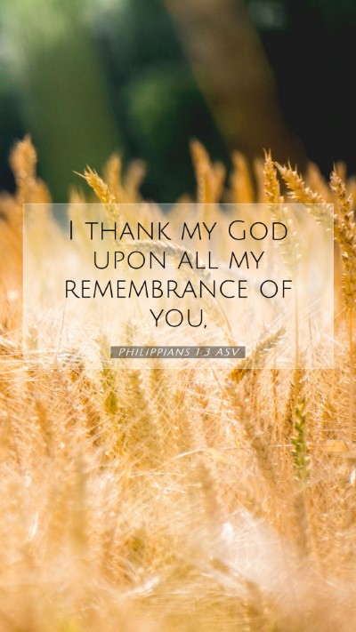 Picture 07 - Philippians 1:3 ASV Mobile Phone Wallpaper - I thank my God upon all my remembrance of - Mobile Bible Verse Wallpaper