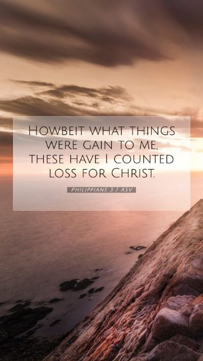 Picture 07 - Philippians 3:7 ASV Mobile Phone Wallpaper - Howbeit what things were gain to me, these have I - Mobile Bible Verse Wallpaper
