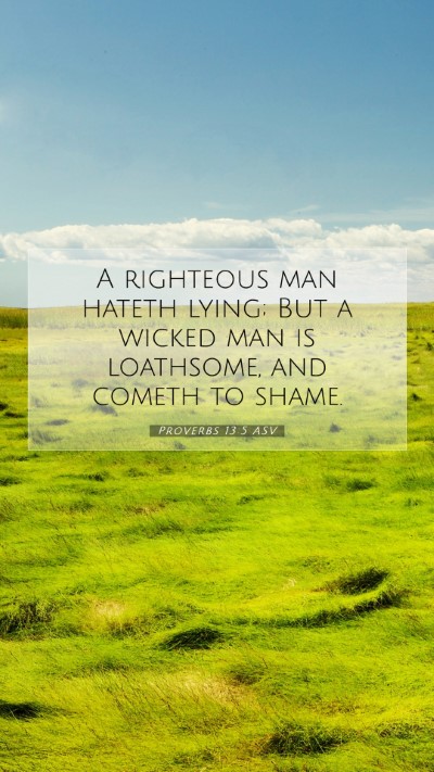 Picture 07 - Proverbs 13:5 ASV Mobile Phone Wallpaper - A righteous man hateth lying; But a wicked man is - Mobile Bible Verse Wallpaper