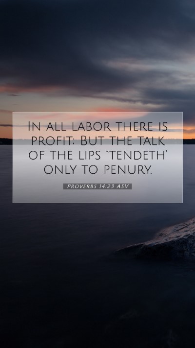 Picture 07 - Proverbs 14:23 ASV Mobile Phone Wallpaper - In all labor there is profit; But the talk of the - Mobile Bible Verse Wallpaper