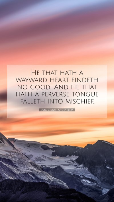 Picture 07 - Proverbs 17:20 ASV Mobile Phone Wallpaper - He that hath a wayward heart findeth no good; And - Mobile Bible Verse Wallpaper