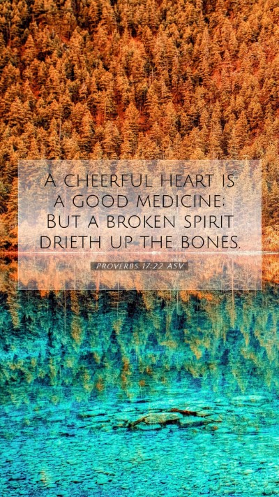 Picture 07 - Proverbs 17:22 ASV Mobile Phone Wallpaper - A cheerful heart is a good medicine; But a broken - Mobile Bible Verse Wallpaper