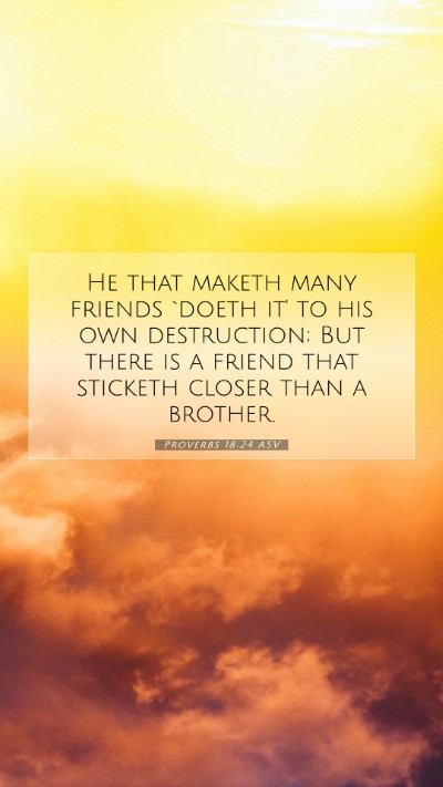 Picture 07 - Proverbs 18:24 ASV Mobile Phone Wallpaper - He that maketh many friends `doeth it' to his own - Mobile Bible Verse Wallpaper