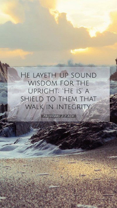 Picture 07 - Proverbs 2:7 ASV Mobile Phone Wallpaper - He layeth up sound wisdom for the upright; `He - Mobile Bible Verse Wallpaper