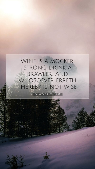 Picture 07 - Proverbs 20:1 ASV Mobile Phone Wallpaper - Wine is a mocker, strong drink a brawler; And - Mobile Bible Verse Wallpaper