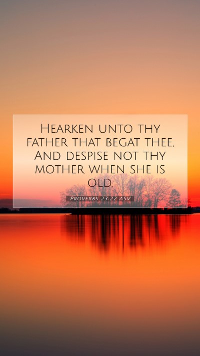 Picture 07 - Proverbs 23:22 ASV Mobile Phone Wallpaper - Hearken unto thy father that begat thee, And - Mobile Bible Verse Wallpaper