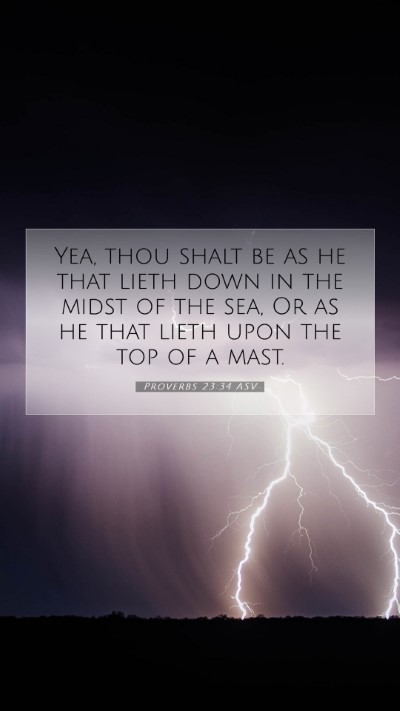 Picture 07 - Proverbs 23:34 ASV Mobile Phone Wallpaper - Yea, thou shalt be as he that lieth down in the - Mobile Bible Verse Wallpaper