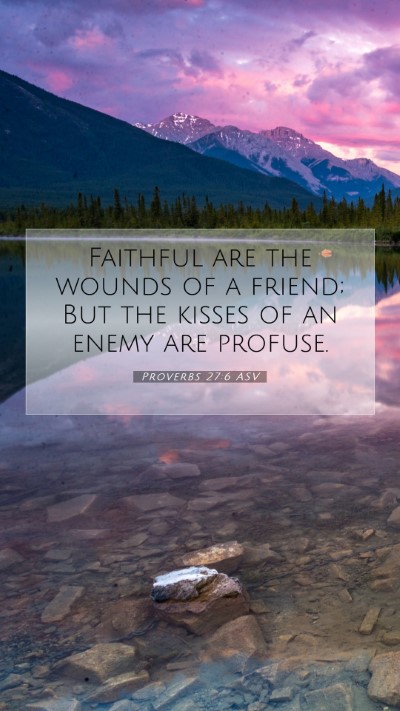 Picture 07 - Proverbs 27:6 ASV Mobile Phone Wallpaper - Faithful are the wounds of a friend; But the - Mobile Bible Verse Wallpaper