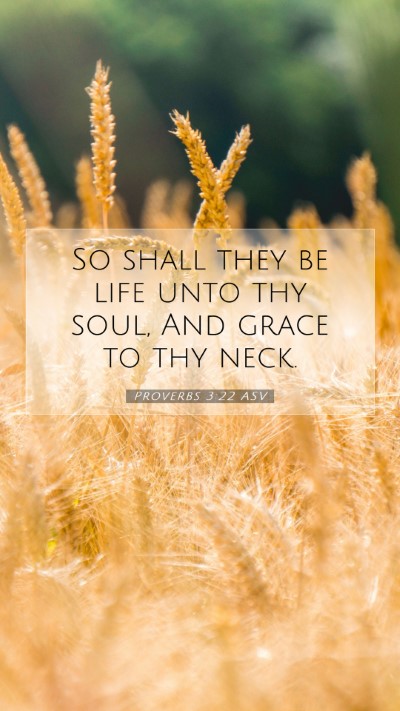Picture 07 - Proverbs 3:22 ASV Mobile Phone Wallpaper - So shall they be life unto thy soul, And grace to - Mobile Bible Verse Wallpaper