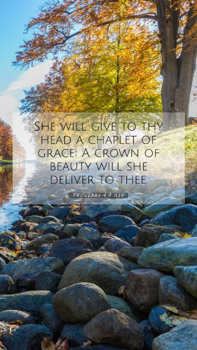 Picture 07 - Proverbs 4:9 ASV Mobile Phone Wallpaper - She will give to thy head a chaplet of grace; A - Mobile Bible Verse Wallpaper