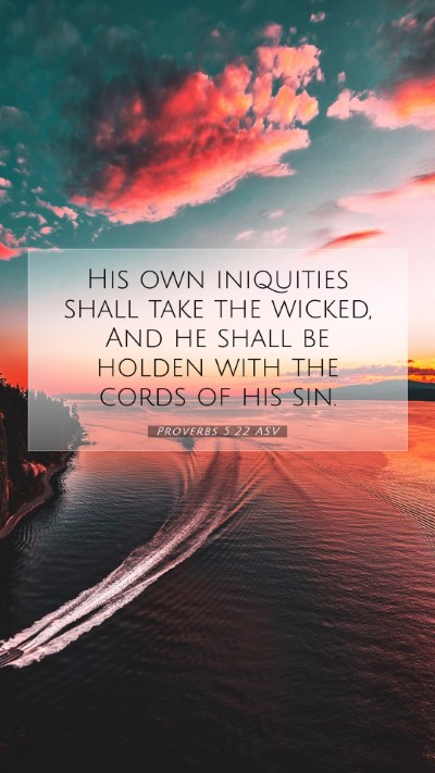 Picture 07 - Proverbs 5:22 ASV Mobile Phone Wallpaper - His own iniquities shall take the wicked, And he - Mobile Bible Verse Wallpaper